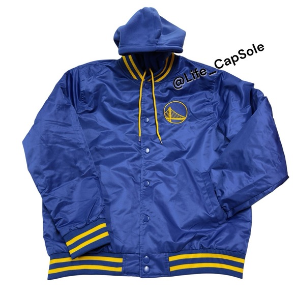 Size L Golden State WarriorsBlue & YellowVarsity Jacket Hooded Hoodie Mens